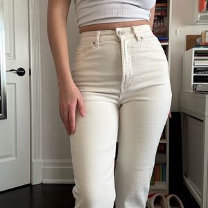 Primark Women's Cream Straight Leg Jeans